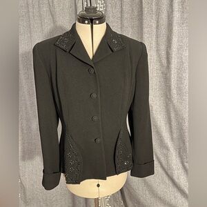 Zelda Black Women's Blazer with Beaded Design